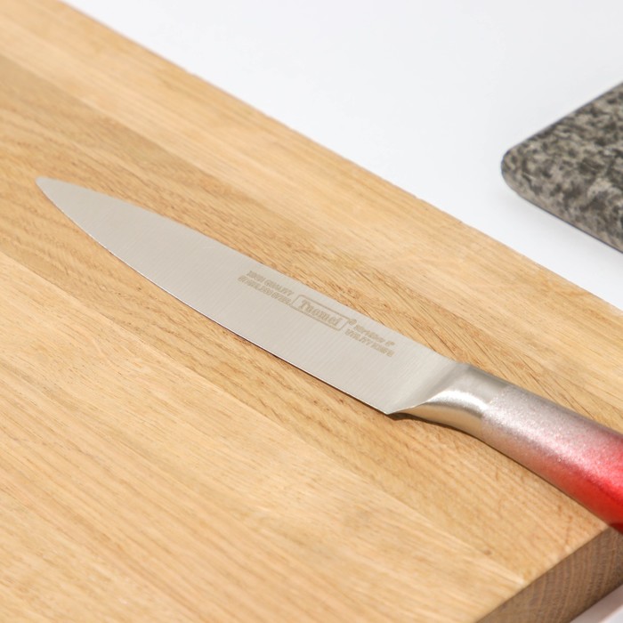 Нож кухонный Доляна «Спектр», лезвие 12 см, цельнометаллический, цвет МИКС - фото 1908456660