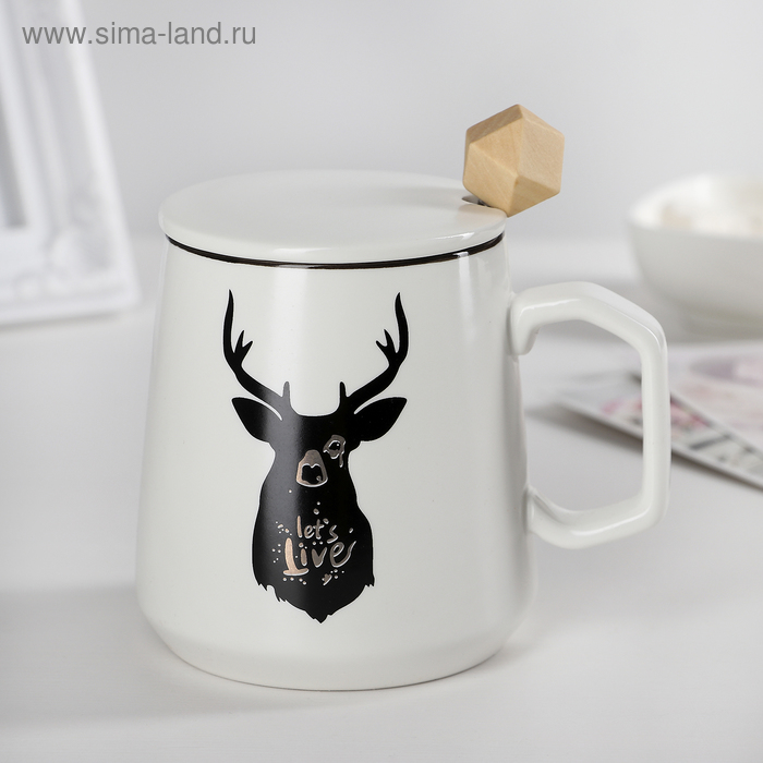 Кружка 380 мл «Природа», с керамической крышкой и ложкой - Фото 1