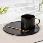 Чайная пара керамическая с ложкой «Силуэт», 2 предмета: кружка 260 мл, тарелка d=19.6 см, рисунок МИКС - Фото 2