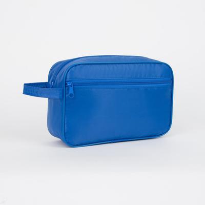 Косметичка на молнии, наружный карман, цвет васильковый