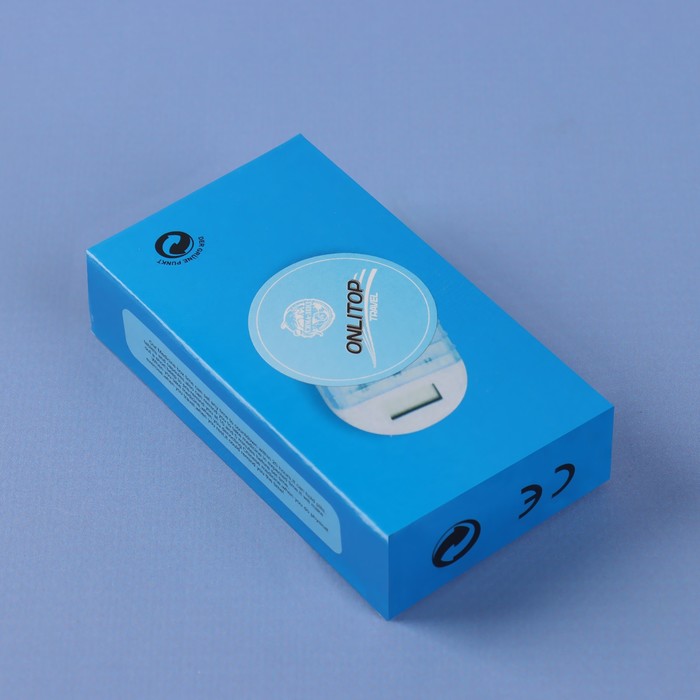 Таблетница с таймером и батарейкой, 2 секции, цвет белый/голубой - фото 1912209546