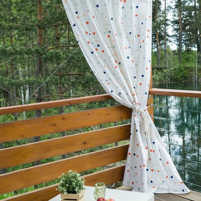 Портьера для террасы «Этель» Треугольники, 200×210 см, репс с пропиткой ВМГО, 100% хлопок