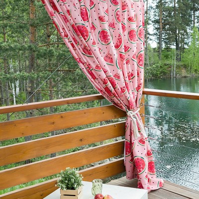 Портьера для террасы Этель «Арбузы», 200 × 210 см, репс с пропиткой ВМГО, 100%-ный хлопок