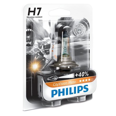 Лампа для мотоциклов Philips, 12 В, H7, 55 Вт, CityVision, +40% света, белый яркий свет