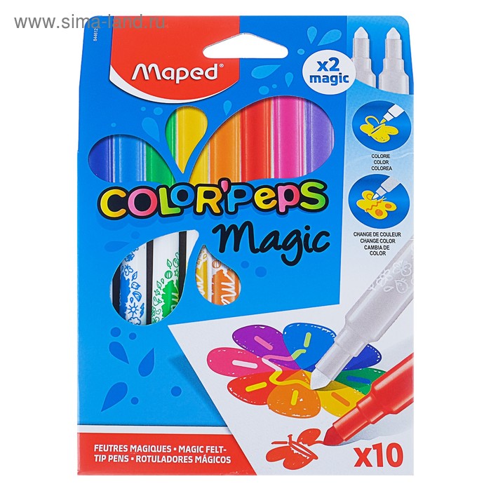 Фломастеры 10 цветов, Maped Color Peps MAGIC, меняющие цвет - Фото 1