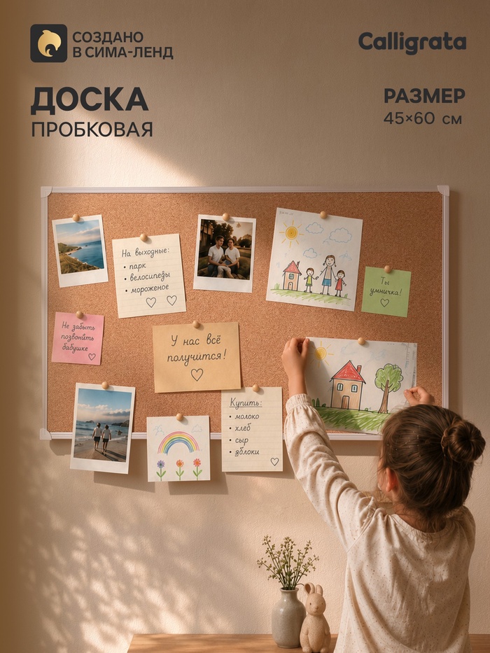 Доска пробковая Calligrata REEF, 45×60 см, в алюминиевой рамке - Фото 1