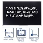 Доска магнитно-меловая, 90х120 см, ЧЁРНАЯ, Calligrata СТАНДАРТ, в алюминиевой рамке, с полочкой - фото 4562866