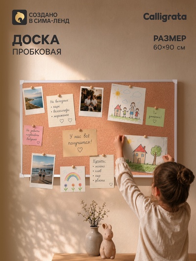Доска пробковая, Calligrata REEF, 60×90 см, в алюминиевой рамке