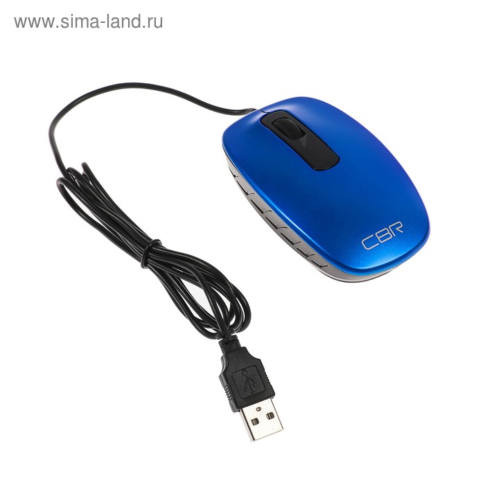 Мышь CBR CM-150 Blue, проводная, оптическая, 1200dpi, провод 1.3 м, USB, синяя - Фото 1
