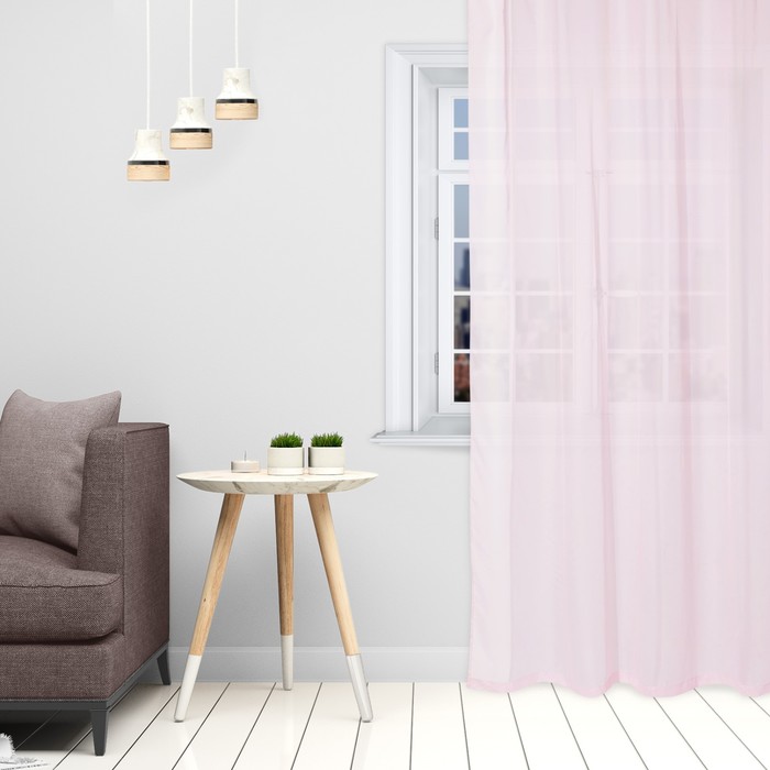 Тюль Этель 140×250 см, цвет розовый, вуаль, 100% п/э - Фото 1