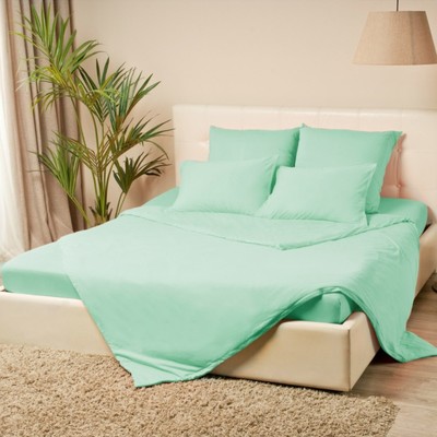 Простыня на резинке 1-спальная KUPU-KUPU 80×200+20 см, ментол, трикотаж