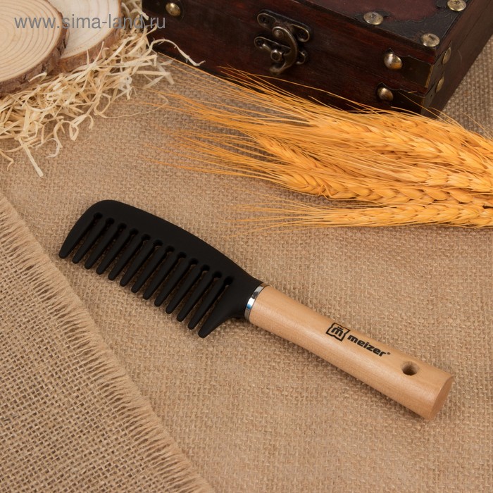 Расчёска, с деревянной ручкой, 4 × 18,5 см, цвет «светлое дерево» - Фото 1