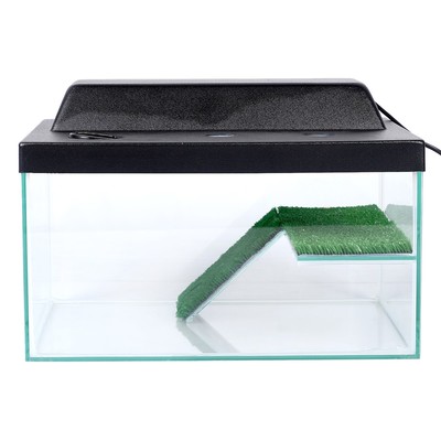 Террариум для черепах 25 л, с крышкой, полкой и лесенкой, 40×29×22 см