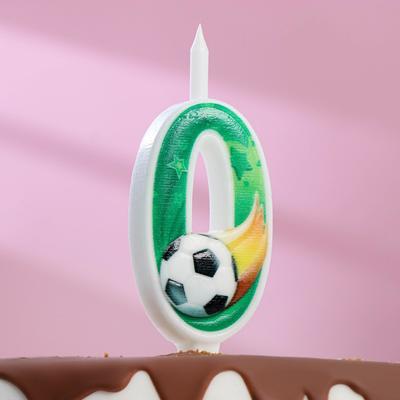 Свеча для торта «Футбольная», 10.2 см, зелёная цифра 0