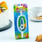 Свеча для торта «Футбольная», 10.2 см, зелёная цифра 0 - Фото 2