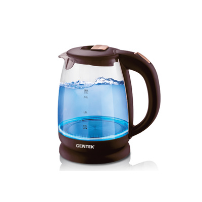 Чайник электрический Centek CT-1069, стекло, 2 л, 2200 Вт, подсветка, коричневый