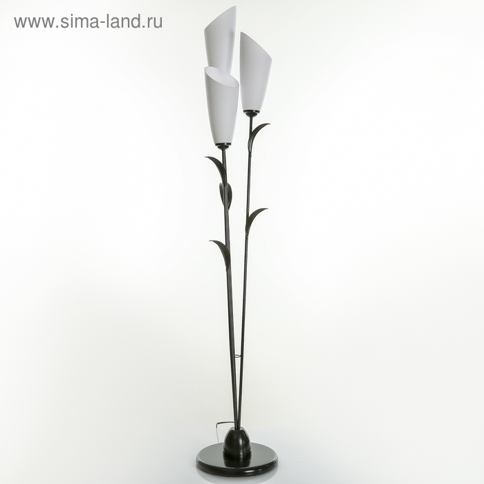 Торшер напольный BayerLux «Лепесток», 3×15 Вт, E27, черный, 28×28×153 см - Фото 1