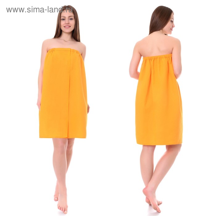 Накидка женская для сауны, 75×150 см, хлопок 100%, апельсиновая - Фото 1