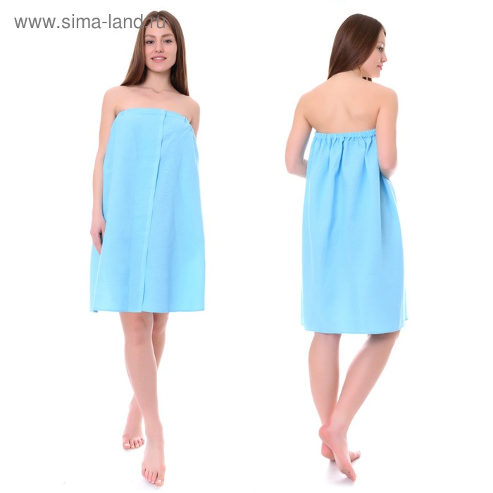 Накидка женская для сауны, 75×150 см, хлопок 100%, небесная - Фото 1