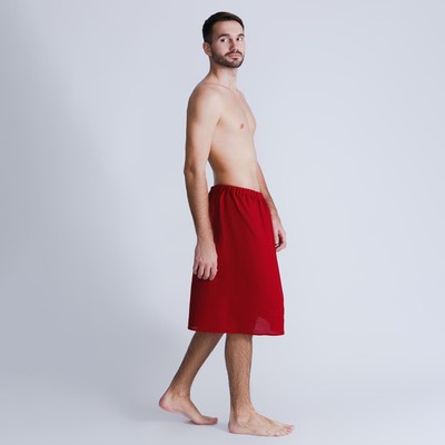 Килт мужской для сауны (65х150), цвет.вишня, вафельное полотно 160г/м, хлопок 100%