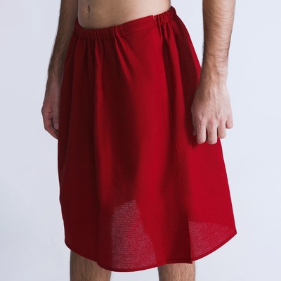 Килт мужской для сауны (65х150), цвет.вишня, вафельное полотно 160г/м, хлопок 100%