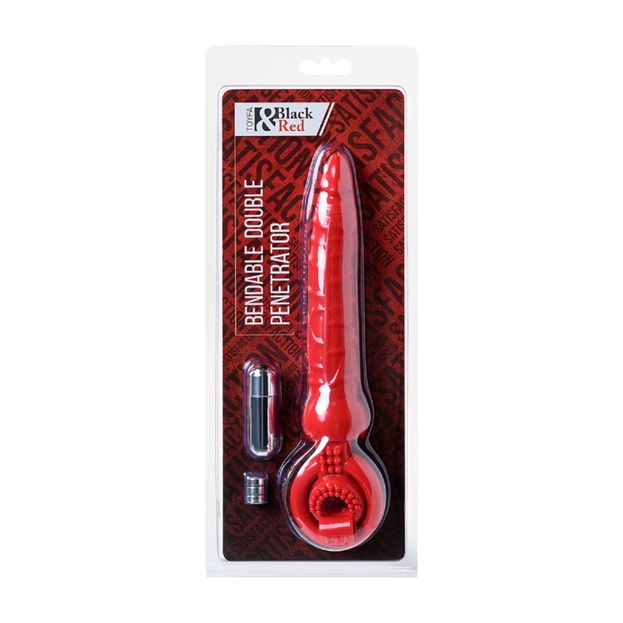 Насадка на пенис с вибрацией Black & Red by Toyfa, силикон, цвет красный, 24 см