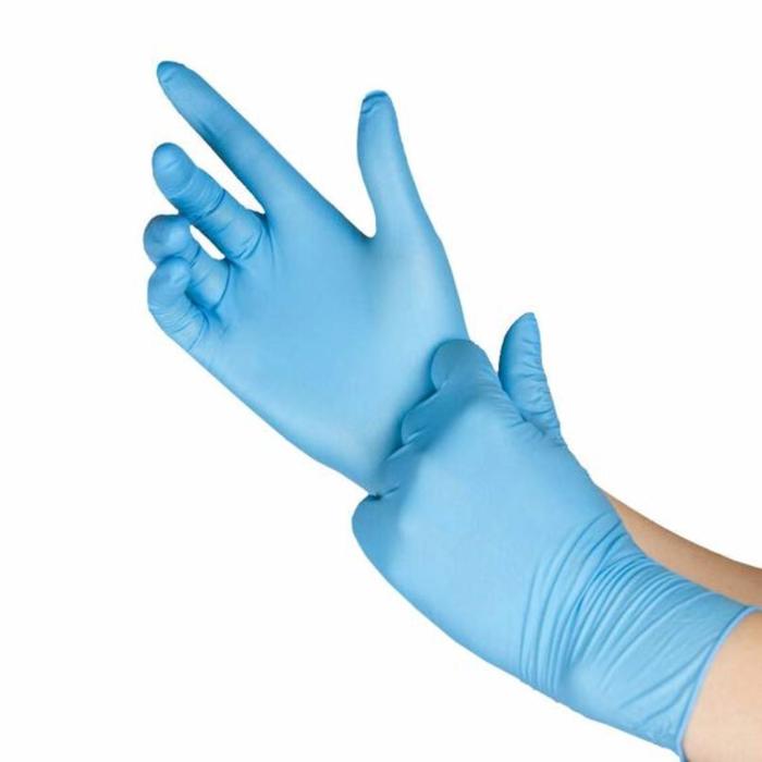 Медицинские перчатки Benovy нитриловые смотровые текстурированные на пальцах S, голубые - Фото 1
