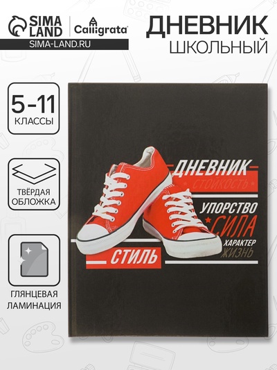 Дневник школьный для 5-11 классов, «Кеды», твёрдая обложка 7БЦ, глянцевая ламинация, 48 листов