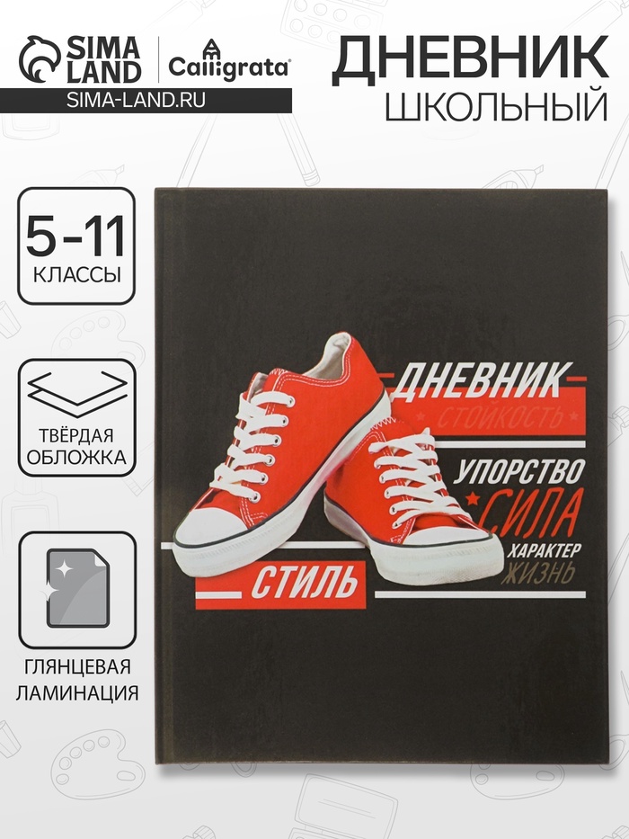 Дневник школьный для 5-11 классов, «Кеды», твёрдая обложка 7БЦ, глянцевая ламинация, 48 листов - Фото 1