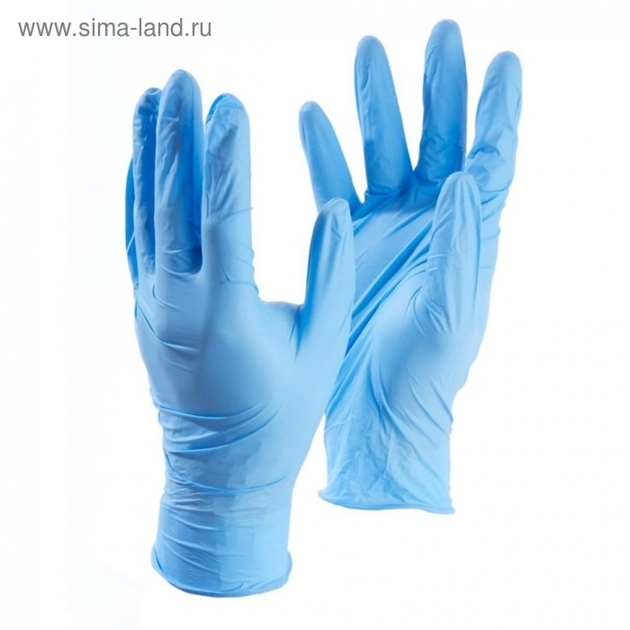 Медицинские перчатки нитриловые, нестерильные, неопудренные Benovy L, голубые - Фото 1