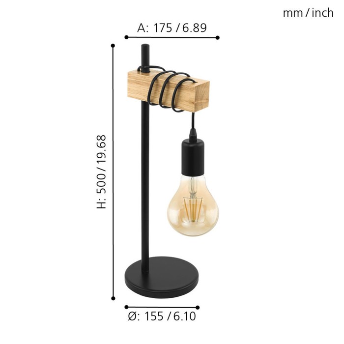 Настольная Лампа TOWNSHEND 10Вт E27, чёрный, коричневый - фото 1905550607