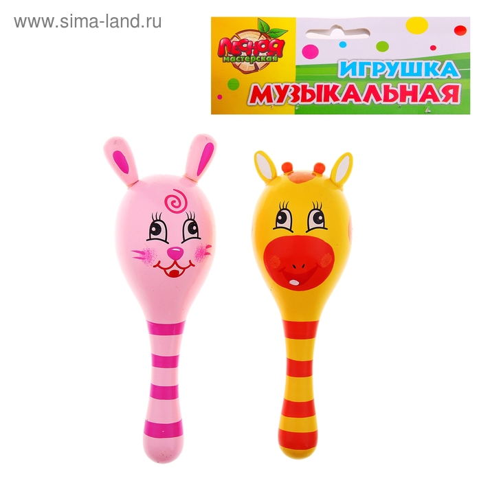 Игрушка музыкальная Маракас "Зайка", "Жираф", МИКС - Фото 1