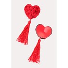 Пэстис в форме сердец Erolanta Lingerie Collection, с розами и кисточками, цвет красный - Фото 2