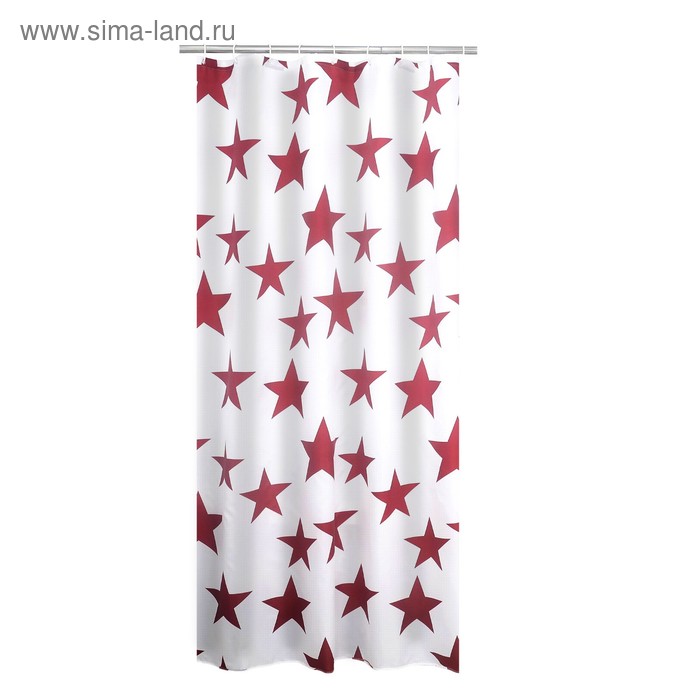 Штора для ванных комнат Star, цвет красный, 180x200 см - Фото 1