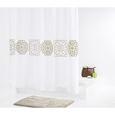 Штора для ванных комнат Tunis, цвет бежевый/коричневый, 180x200 см