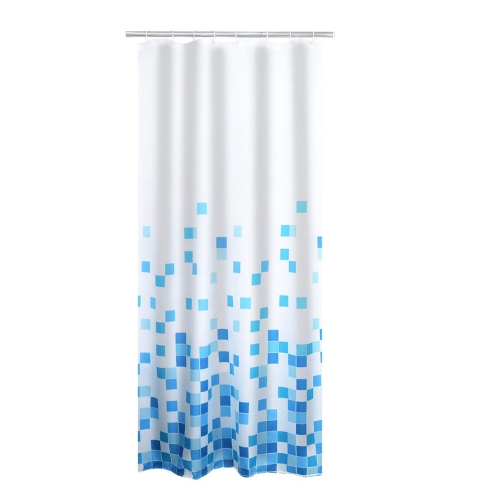 Штора для ванных комнат Cubes, цвет синий/голубой, 180x200 см