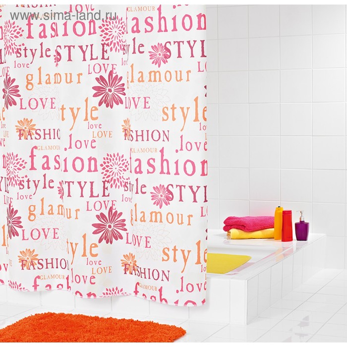 Штора для ванных комнат Glamour, цвет красный, 180x200 см - Фото 1