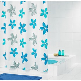 Штора для ванных комнат Fleur, цвет синий/голубой, 180x200 см