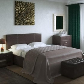 Кровать «Атриум» без ПМ, 140×200 см, экокожа, цвет горький шоколад