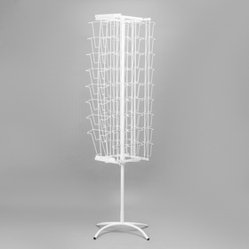 Буклетница вращающаяся для печатной продукции, 62 кармана (8 А4, 54 А5 +А 6), 45.5×41×180.5 см, цвет белый