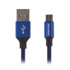 Кабель Awei, microUSB, 2.1 A, 1 м, текстильная оплетка, синий - Фото 1