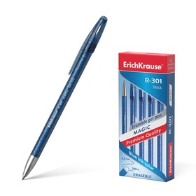 Ручка гелевая стираемая ErichKrause R-301 Magic Gel, узел 0.5 мм, чернила синие, длина письма 200 м, цена за 1 шт (комплект 12 шт)