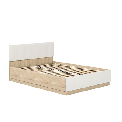 Кровать двуспальная «Линда», с подъёмным механизмом, 1400×2000 мм, искусственная кожа, цвет дуб сонома/белый