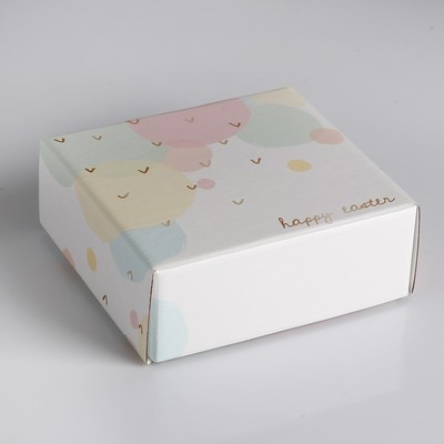 Коробка сборная крышка-дно без окна, "Шарики-счастье", 14,5 х 14,5 х 6 см