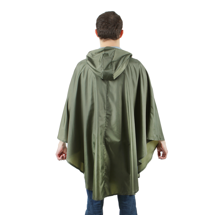 Плащ-дождевик с карманом, взрослый, водоотталкивающий, хаки, длина 100 см - фото 1884926054