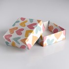 Коробка сборная крышка-дно без окна, "Меловые сердца", 14,5 х 14,5 х 6 см - Фото 2