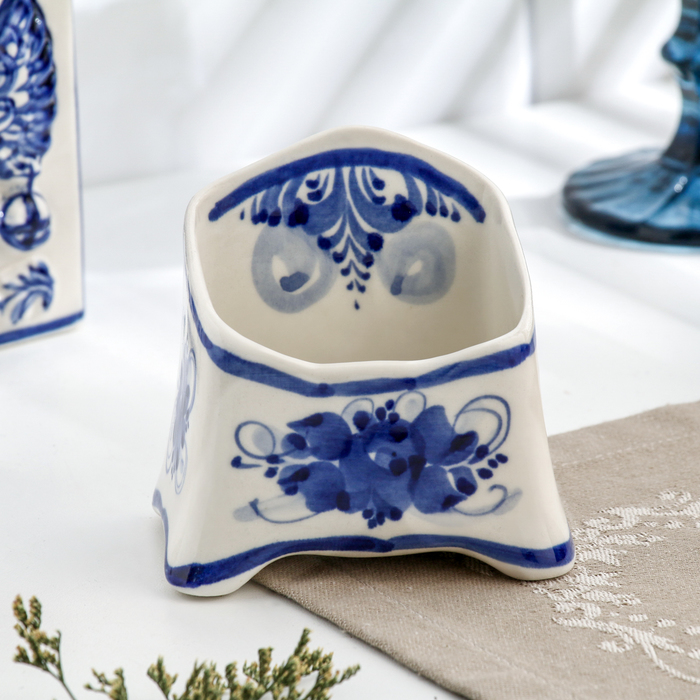 Подставка для губки кухонной, 6×9 см, гжель, фарфор - Фото 1