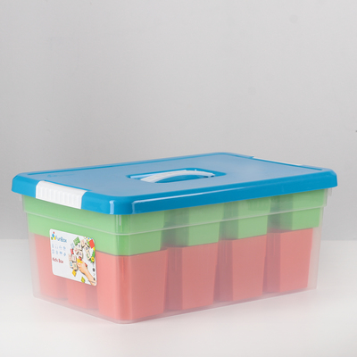 Контейнер для хранения с крышкой Kid's Box, 10 л, 37×25×16 см, 12 вставок, 2 лотка, цвет МИКС