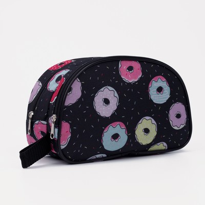 Косметичка, 2 отдела на молниях, цвет чёрный