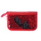 Пенал 2 отделения на молнии "Пайетки двухцветные", красно-черные - Фото 1